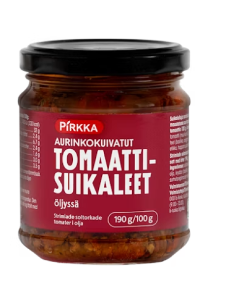 Вяленые томаты в масле Pirkka aurinkokuivatut tomaattisuikaleet öljyssä 190г/100г