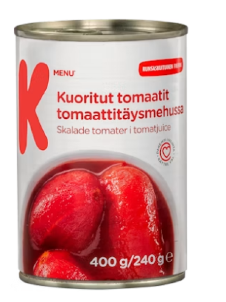 Очищенные помидоры в томатном соке K-Menu kuoritut tomaatit tomaattitäysmehussa 400г/240 г