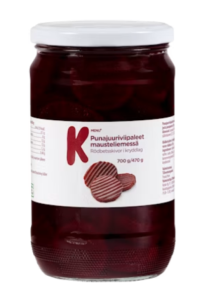 Маринованная свекла K-Menu punajuuriviipaleet mausteliemessä 700г/470г