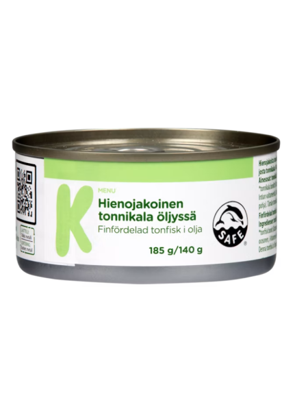 Тунец в масле K-Menu hienojakoinen tonnikala öljyssä 185г/140 г