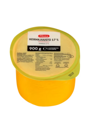 Сыр сливочный Pirkka kermajuusto laktoositon 17% 900г 