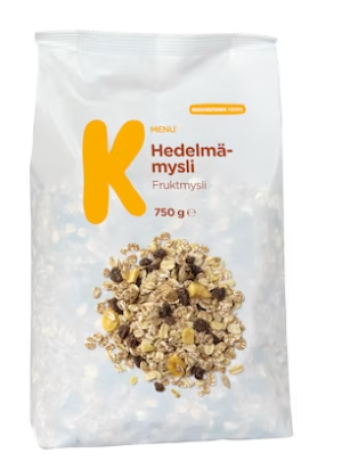 Фруктовые мюсли K-Menu Hedelmämysli 750 г