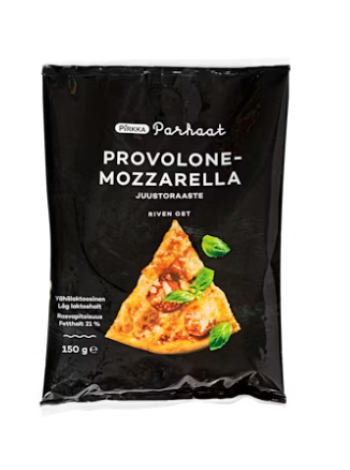 Сыр тертый моцарелла Pirkka Parhaat provolone-mozzarella 150 г