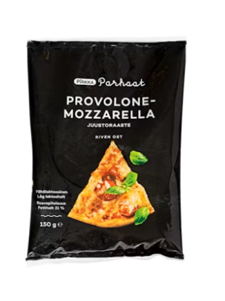 Сыр тертый моцарелла Pirkka Parhaat provolone-mozzarella 150 г