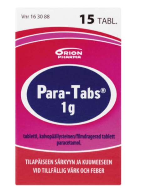 Препарат для облегчения боли и снижение температуры PARA-TABS 1000 мг 15 шт