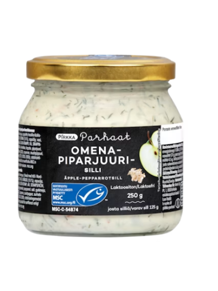Кусочки сельди с хреном и яблоками Pirkka Parhaat omena-piparjuurisilli 250/125 г