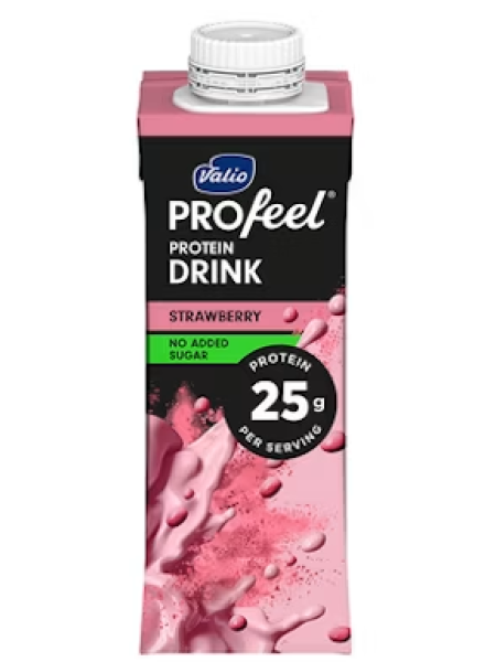 Несладкий протеиновый напиток с клубникой Valio PROfeel proteiin ijuoma mansikkainen UHT 2,5 дл без лактозы