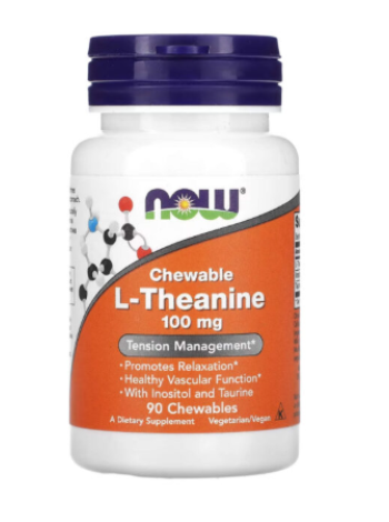 Жевательная биологически активная добавка L-теанин NOW Chewable L-Theanine 100 mg 90 таб