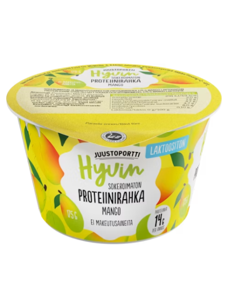 Творог протеиновый Juustoportti Hyvin proteiinirahka mango 175г манго безлактозный