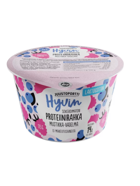  Протеиновый творог Juustoportti Hyvin proteiinirahka mustikka-vadelma 175 г черника малина