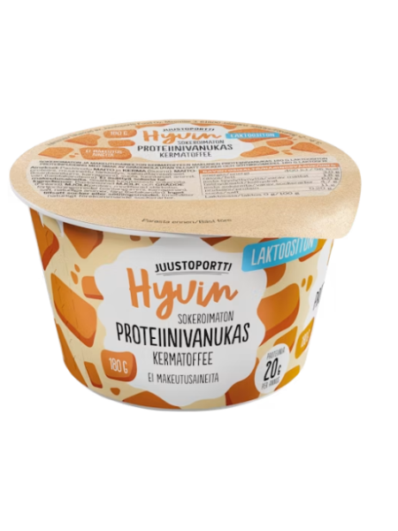 Протеиновый пудинг Juustoportti Hyvin sokeroimaton proteiinivanukas kermatoffee 180 г кремовая ириска
