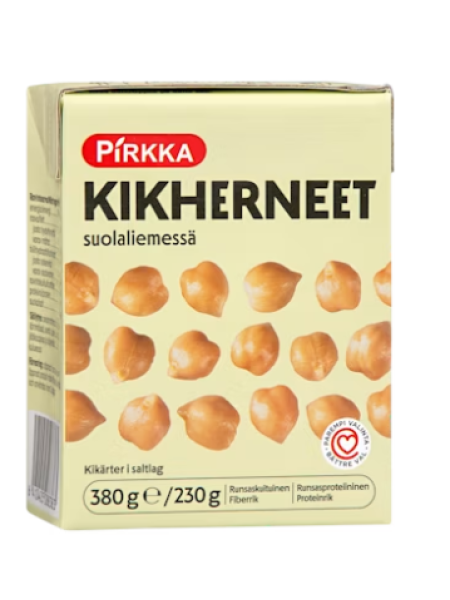 Нут в рассоле Pirkka kikherneet suolaliemessä 380 /230 г