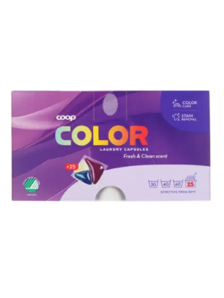 Капсулы для стирки белья Coop Color Nestemäinen Pyykinpesutabletti 25 шт
