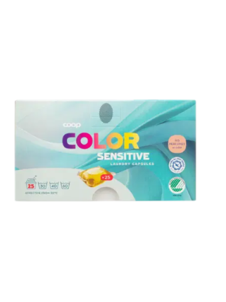 Таблетки для стирки цветного белья Coop Color Sensitive 25 шт