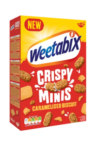 Готовый сухой завтрак Weetabix Crispy Minis Caramelised Biscuit täysjyvävehnämuro 500 г с карамелизированной корочкой