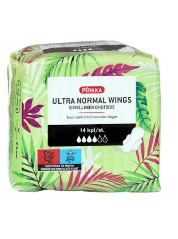 Тонкие прокладки с крылашками Pirkka Ultra Normal Wings 14 шт