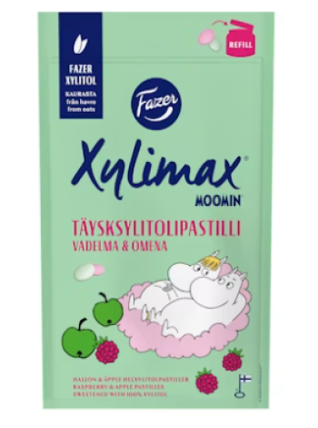 Леденцы с ксилитом Fazer Xylimax Moomin täysksylitolipastillit 85г малина яблоко