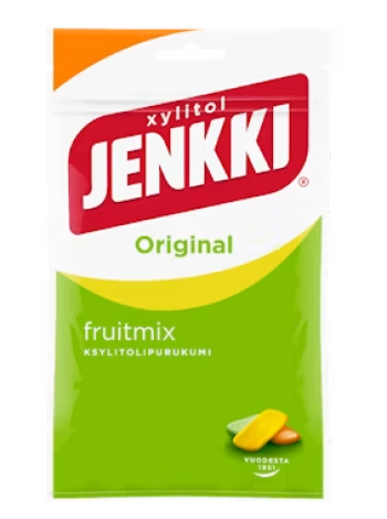 Жевательная резинка с ксилитом Jenkki Original Fruit Mix ksylitolipurukumi 100 г