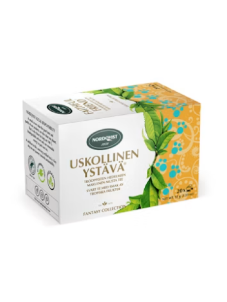 Чай черный Nordqvist uskollinen ystävä 20x1,75 г с ароматами персика, апельсина и ананаса