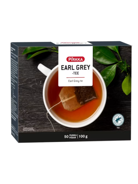 Чёрный чай со вкусом бергамота Pirkka earl grey tee 50шт/100 г