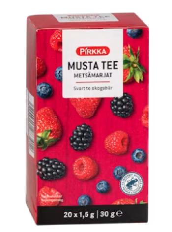 Чёрный чай со вкусом лесных ягод Pirkka musta tee metsämarjat 20 шт  