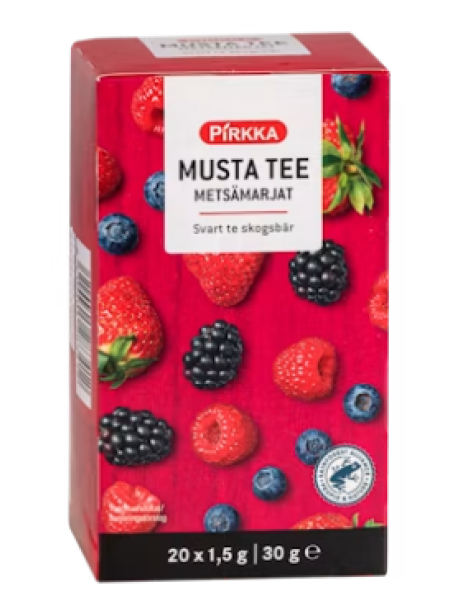 Чёрный чай со вкусом лесных ягод Pirkka musta tee metsämarjat 20 шт 