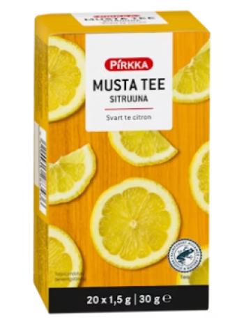 Черный чай с лимоном Pirkka musta tee sitruuna 20 шт