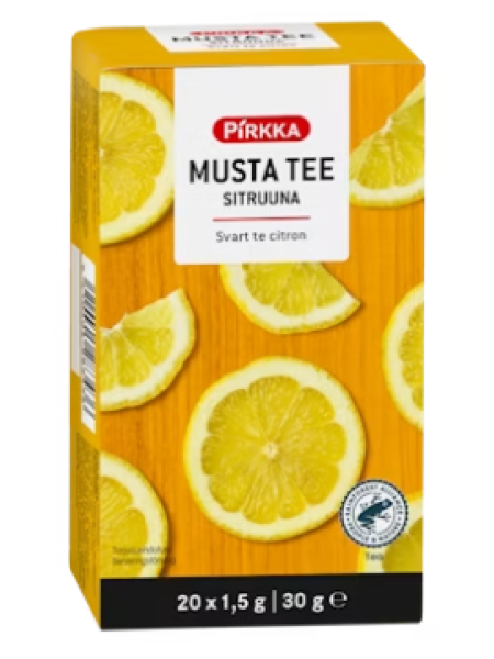 Черный чай с лимоном Pirkka musta tee sitruuna 20 шт