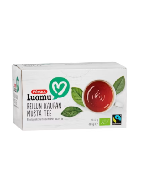 Черный органический чай Pirkka Luomu Reilun kaupan musta tee 20шт/ 40 г