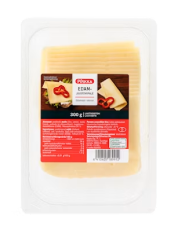 Сыр Эдам без лактозы Pirkka Edam 300г в нарезке