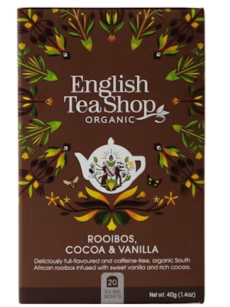 Органический чай с ройбушем Englis Tea Shop rooibos 20 шт со вкусом какао-ваниль