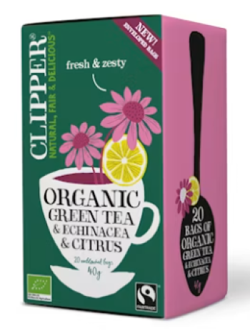 Чай органический зеленый Clipper Green Tea Echinacea Citrus 20шт с эхинацеей и цитрусом 