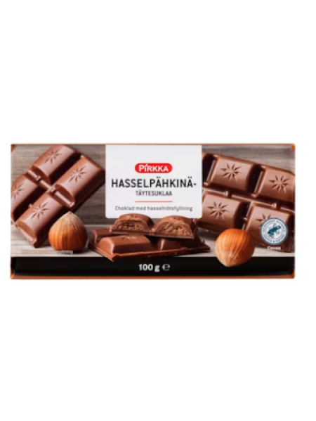Шоколад плиточный с начинкой из лесных орехов Pirkka hasselpähkinätäytesuklaa 100 г