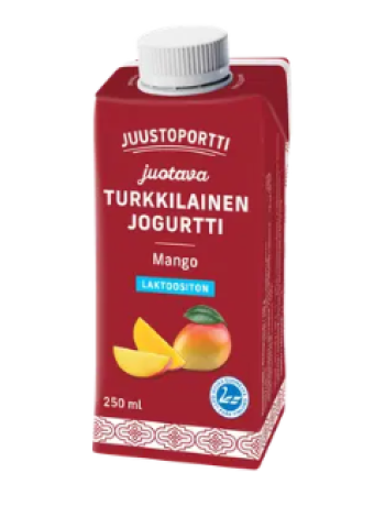 Турецкий питьевой йогурт Juustoportti juotava turkkilainen jogurtti 250 мл со вкусом манго, без лактозы