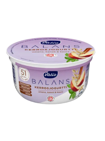 Слоеный обезжиренный йогурт Valio Balans 150 г с яблоком, корицей и овсянкой без лактозы