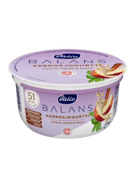 Слоеный обезжиренный йогурт Valio Balans 150 г с яблоком, корицей и овсянкой без лактозы 