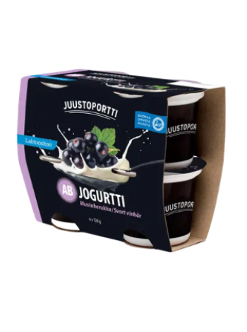 Йогурт безлактозный Juustoportti AB йогурт 4x120 г черная смородина 