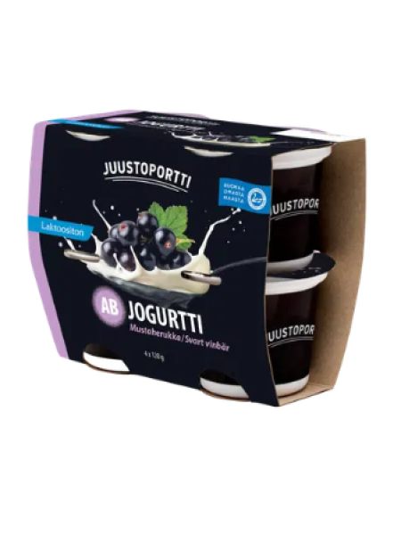Йогурт безлактозный Juustoportti AB йогурт 4x120 г черная смородина 