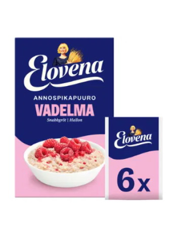 Овсяная каша с малиной быстрого приготовления Elovena Vadelma Annospikapuuro 6х35г 210г