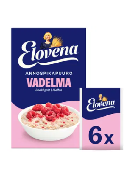 Овсяная каша с малиной быстрого приготовления Elovena Vadelma Annospikapuuro 6х35г 210г