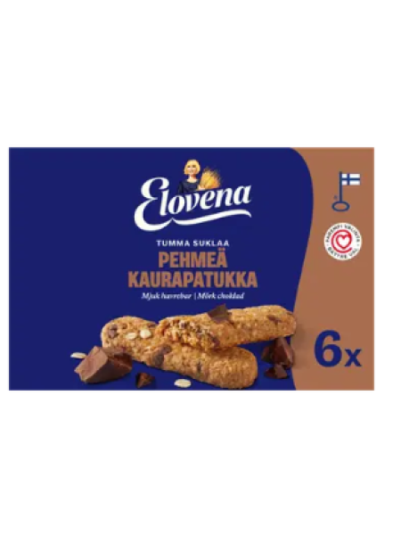 Овсяные батончики из темного шоколада Elovena  pehmeä kaurapatukka 6 х 30 г