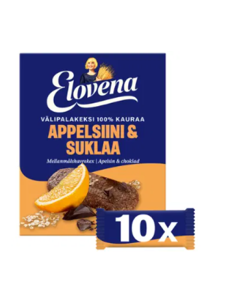 Цельнозерновые батончики Elovena 10x30г апельсин-шоколад