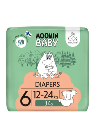 Подгузники для детей Muumi Baby Diapers  №6 12-24 кг 34 штуки
