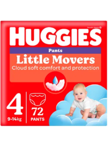 Подгузники-трусики Huggies Little Movers размер 4 9-14 кг для мальчиков 72 шт