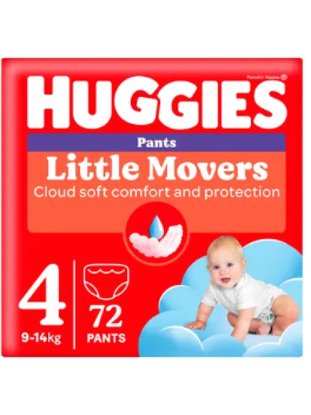 Подгузники-трусики Huggies Little Movers размер 4 9-14 кг для мальчиков 72 шт