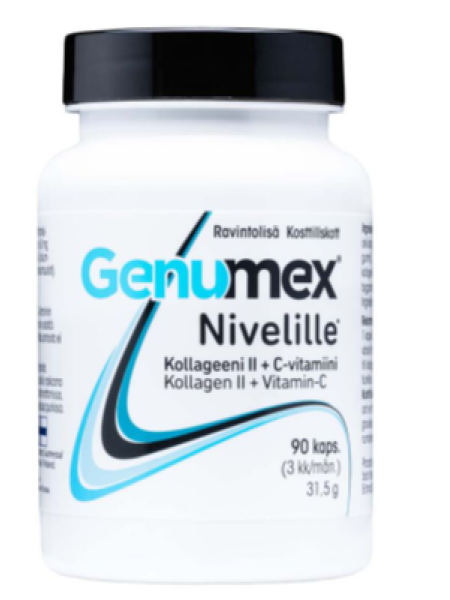 Пищевая добавка для здоровья суставов Genumex Nivelille Kollageeni + C  90 капсул
