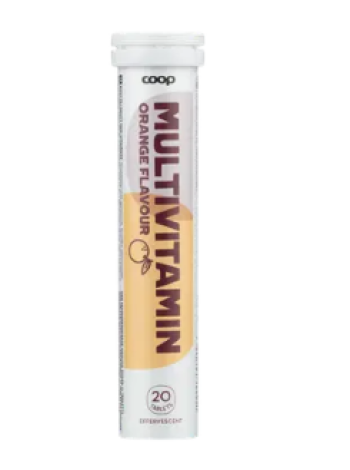 Мультивитаминная шипучая таблетка со вкусом апельсина Coop Monivitamiini Appelsiini 20 шт 