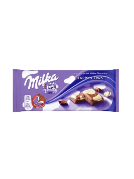 Шоколад молочный Milka 100 г с альпийским молоком и белым шоколадом 