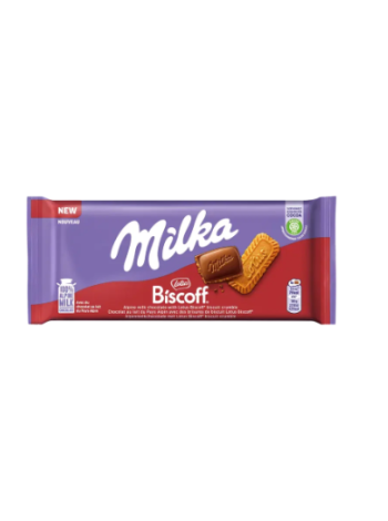 Молочный шоколад Milka с карамелью и печеньем Biscoff 90 г