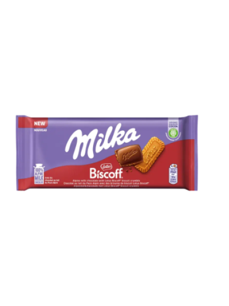 Молочный шоколад Milka с карамелью и печеньем Biscoff 90 г